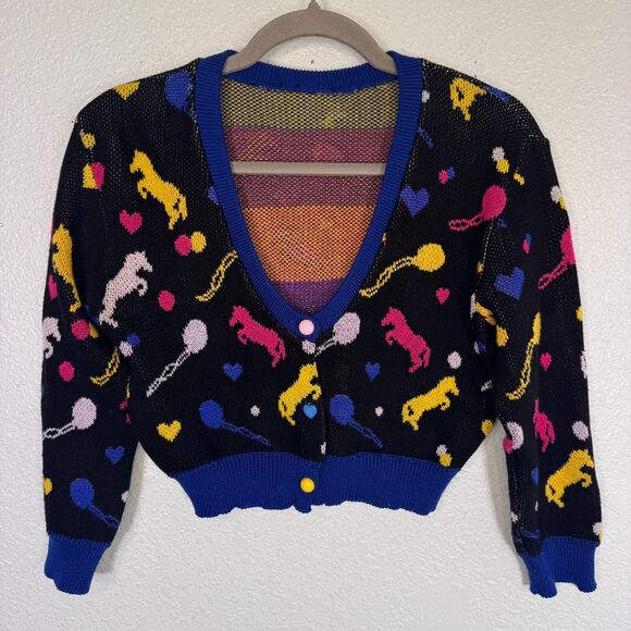 Elhoffer Cardigan Womens Medium Luna Looney Witch Crop Sweater Costume Cosplay - Picture 1 of 10